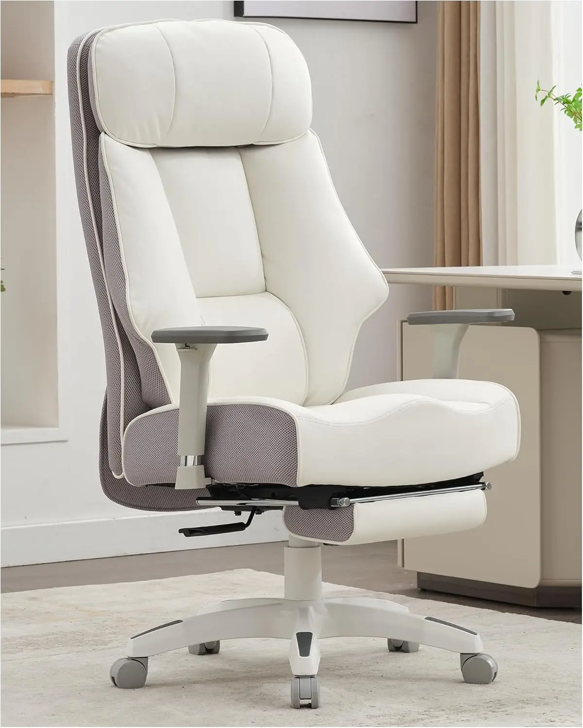 Executive Office Chair with Foot Rest, High Back Office Chair with Back Support, Oversized Office Chair for Heavy People