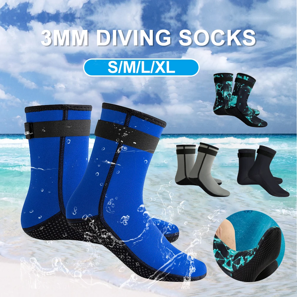 Men Women Wetsuit Socks 3mm Neoprene Thermal Diving Socks Anti-Slip Sport Socks Water Booties, for Snorkeling Surfing Kayaking