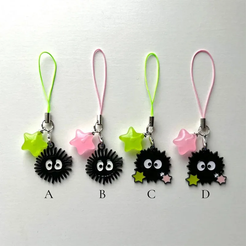 Soot Sprite Star Charm 휴대폰 스트랩, 카와이 휴대폰 액세서리, 매력 선물, Y2K