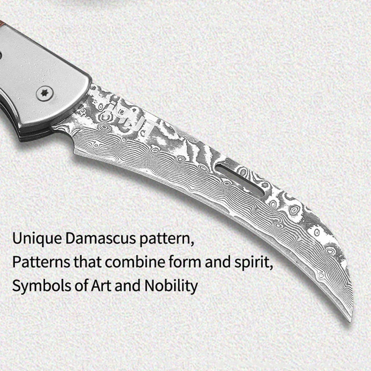 توبي - سكين دمشق الصلب القابل للطي المزورة، سكين جيب محمول متعدد الوظائف مع شفرة منحنية حادة، سكين جيب محمول #1