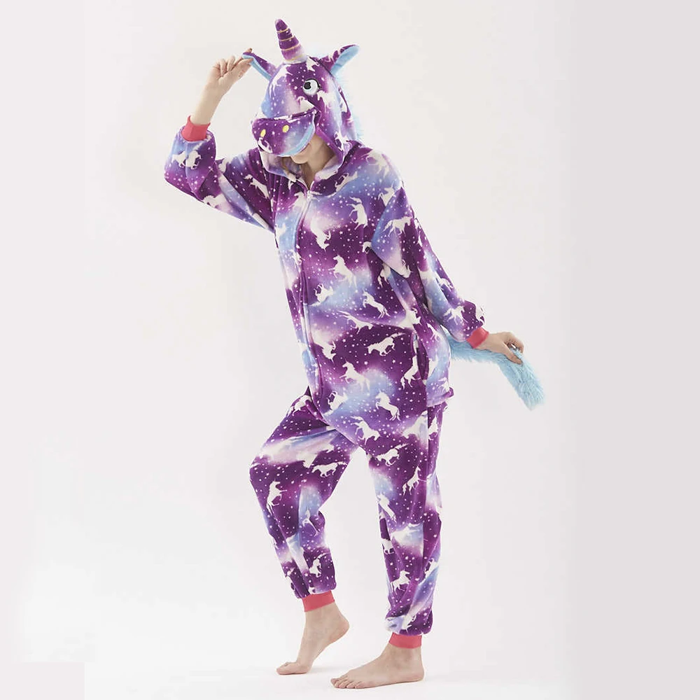 Monos de una pieza con capucha para mujer, ropa de dormir para adultos, Kigurumi, unicornio, Licorne, Animal, dibujos animados