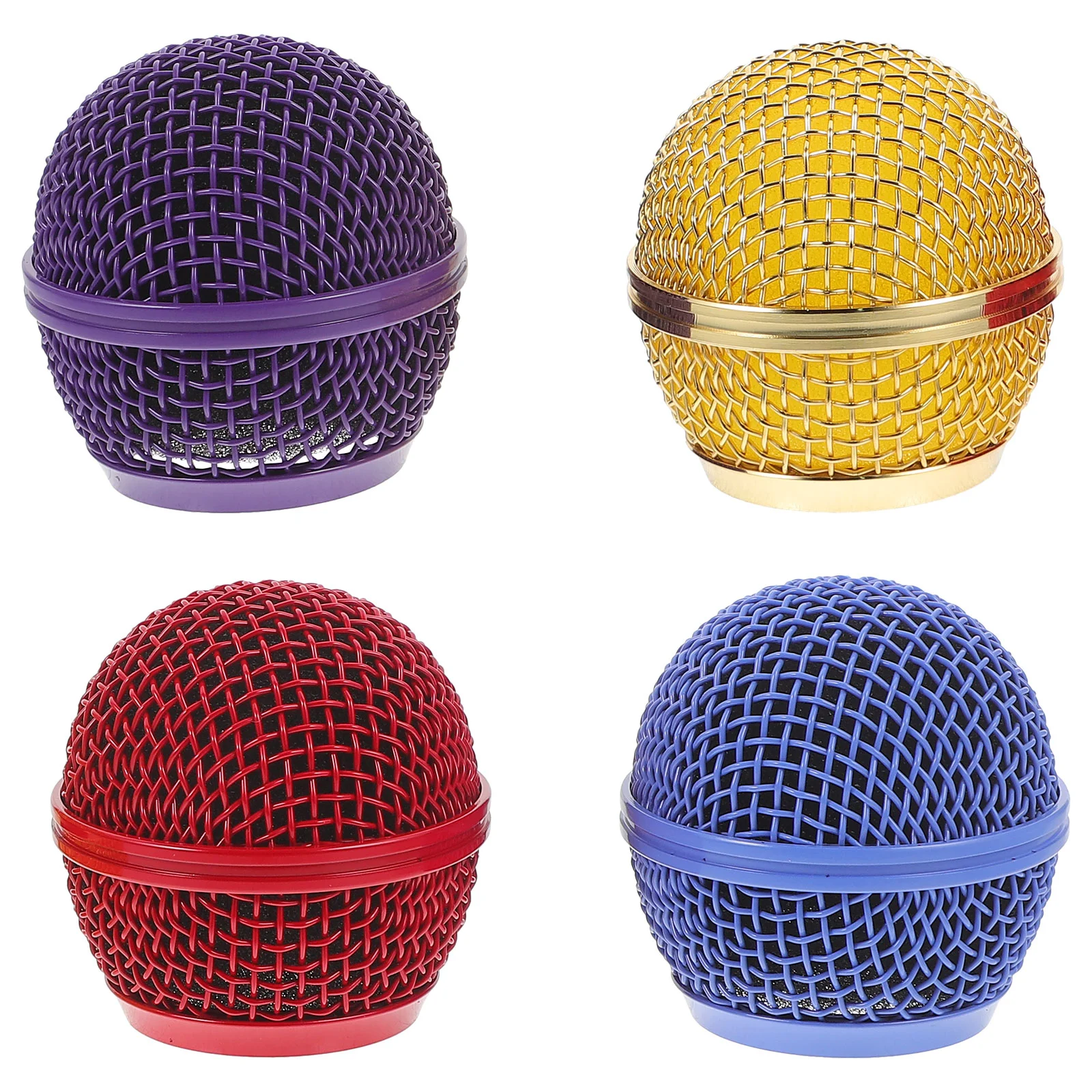 4 Pcs Accessories Colored Microphone Grille Muff Metal Mics for Music Recording