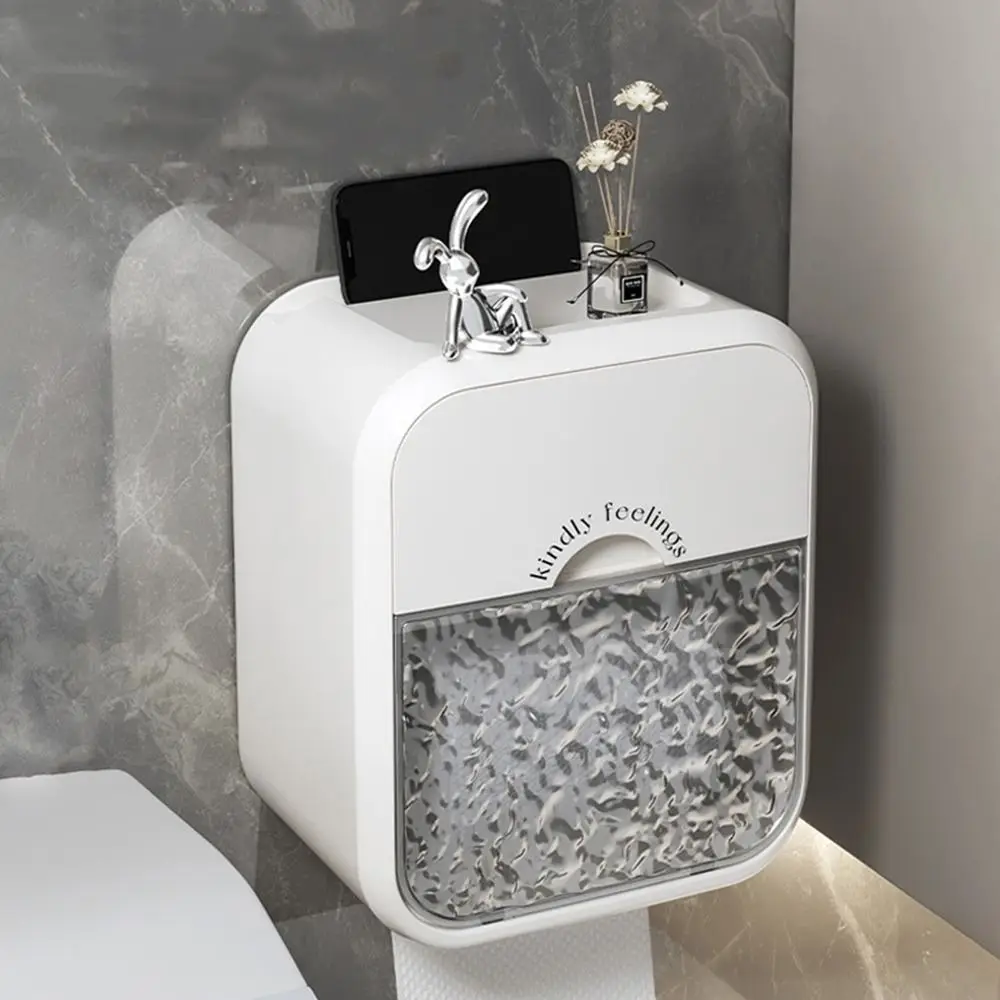 

Plastic Toilet Paper Holder Glacier Pattern Wall-Mounted Paper Towel Box Large Capacity No-Drilling Tissue Box for Bathroom