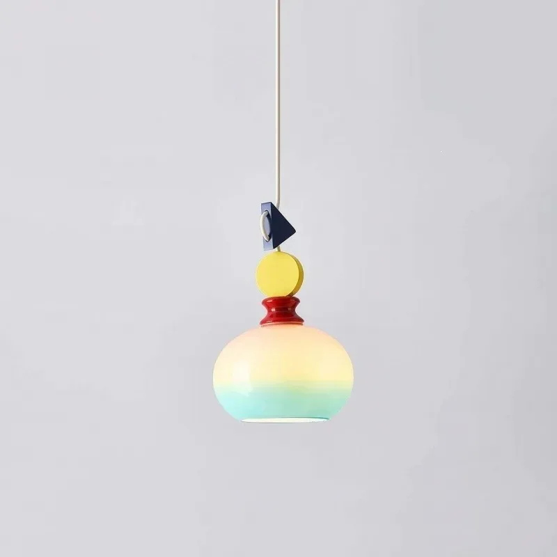 French Cream-Style Dopamine Bedside Pendant Lamp, Memphis Colorful Room Small Pendant Lamp, Children's Room Bedroom Pendant Lamp