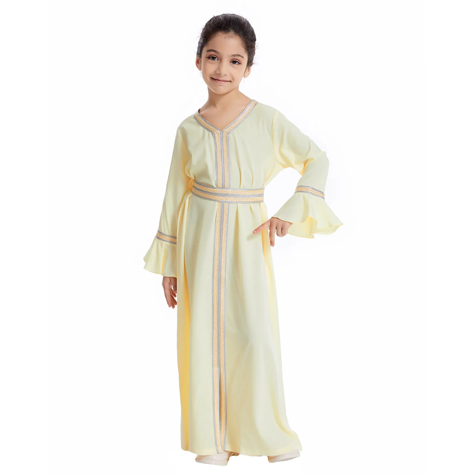 

Kids Muslim Girls Abaya Prayer Long Maxi Dress Turkey Kaftan Arab Robe Dubai Islam Morocco Eid Party Ramadan Holiday Gown Caftan