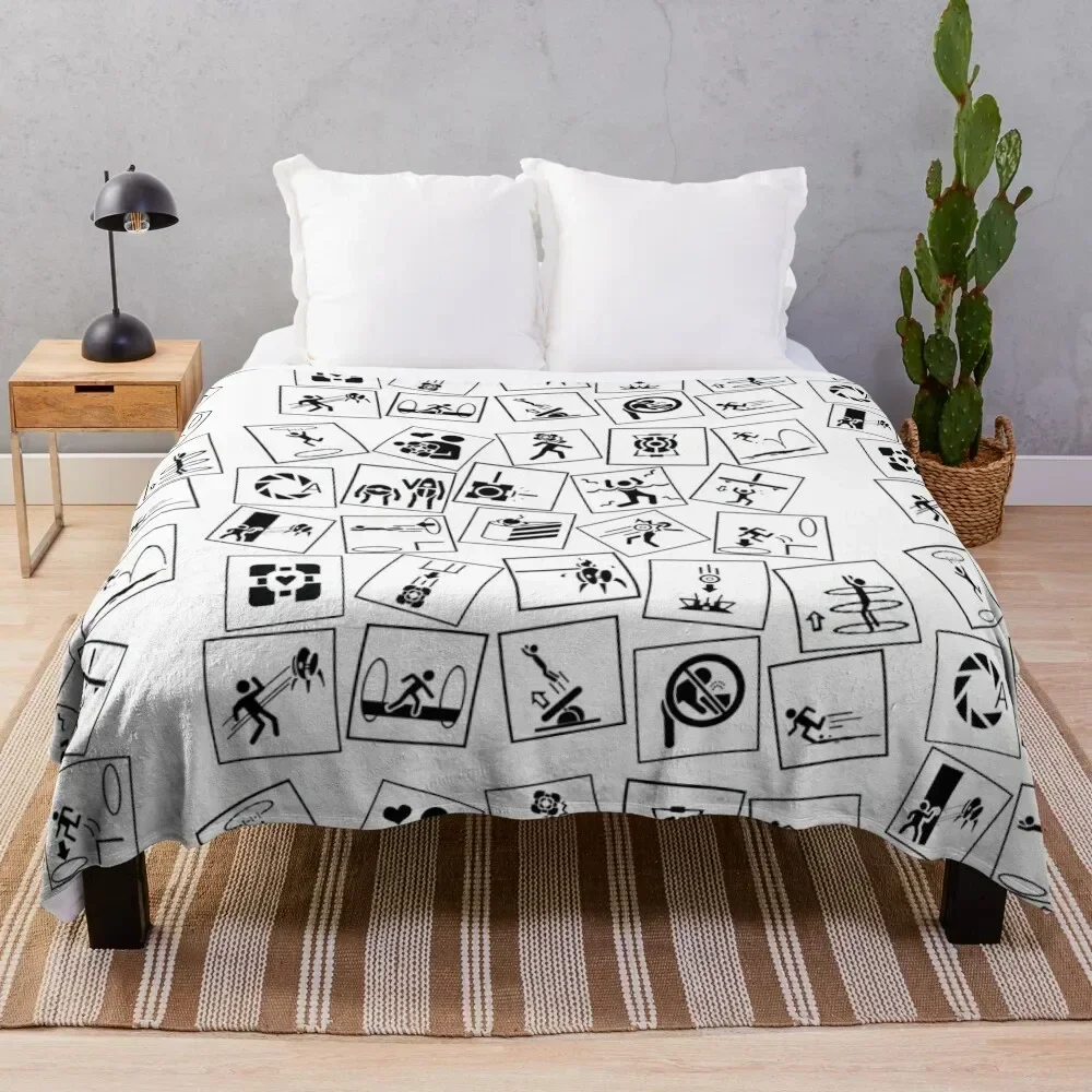 

Portal 2 symbols Throw Blanket Cozy Sofa Blanket for TV Watching Napping