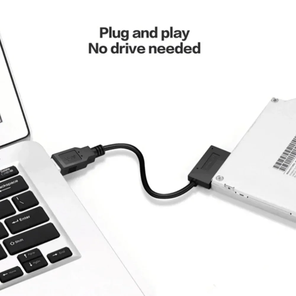 USB 2.0 to Mini SATA II 7+6 13Pin Adapter Cable for Laptop Slimline CD DVD ROM Optical Drive External HDD Caddy Converter 30cm