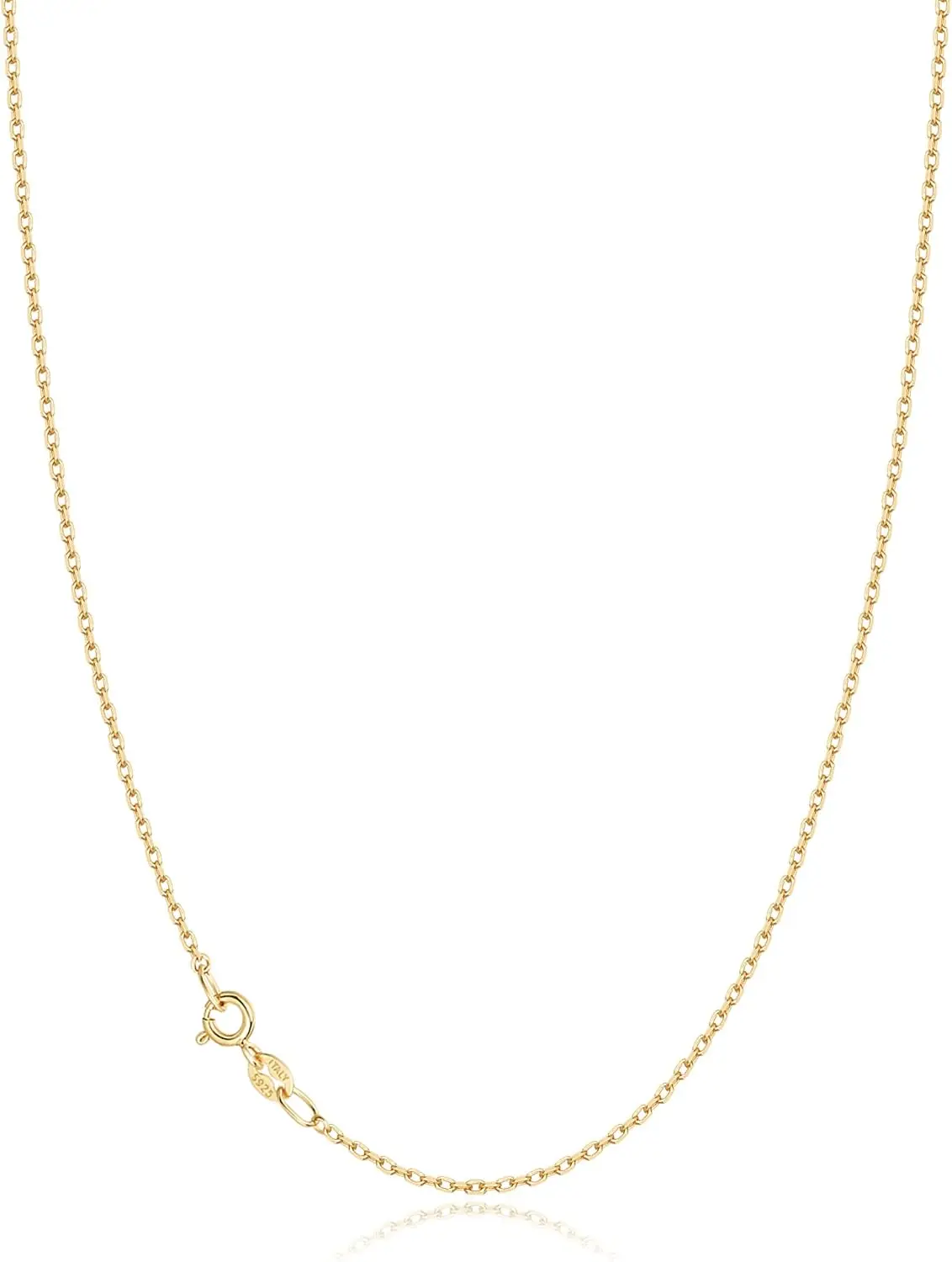 

Позолоченная цепочка из серебра 925 пробы 18K для женщин, тонкая цепочка-кабель 1 мм, прочная и блестящая, женские цепочки на шею 1