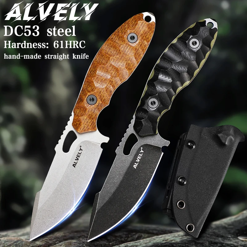 

High-quality DC53 steel fixed blade small knife, men's EDC survival hunting knife, outdoor adventure, camping survival knife