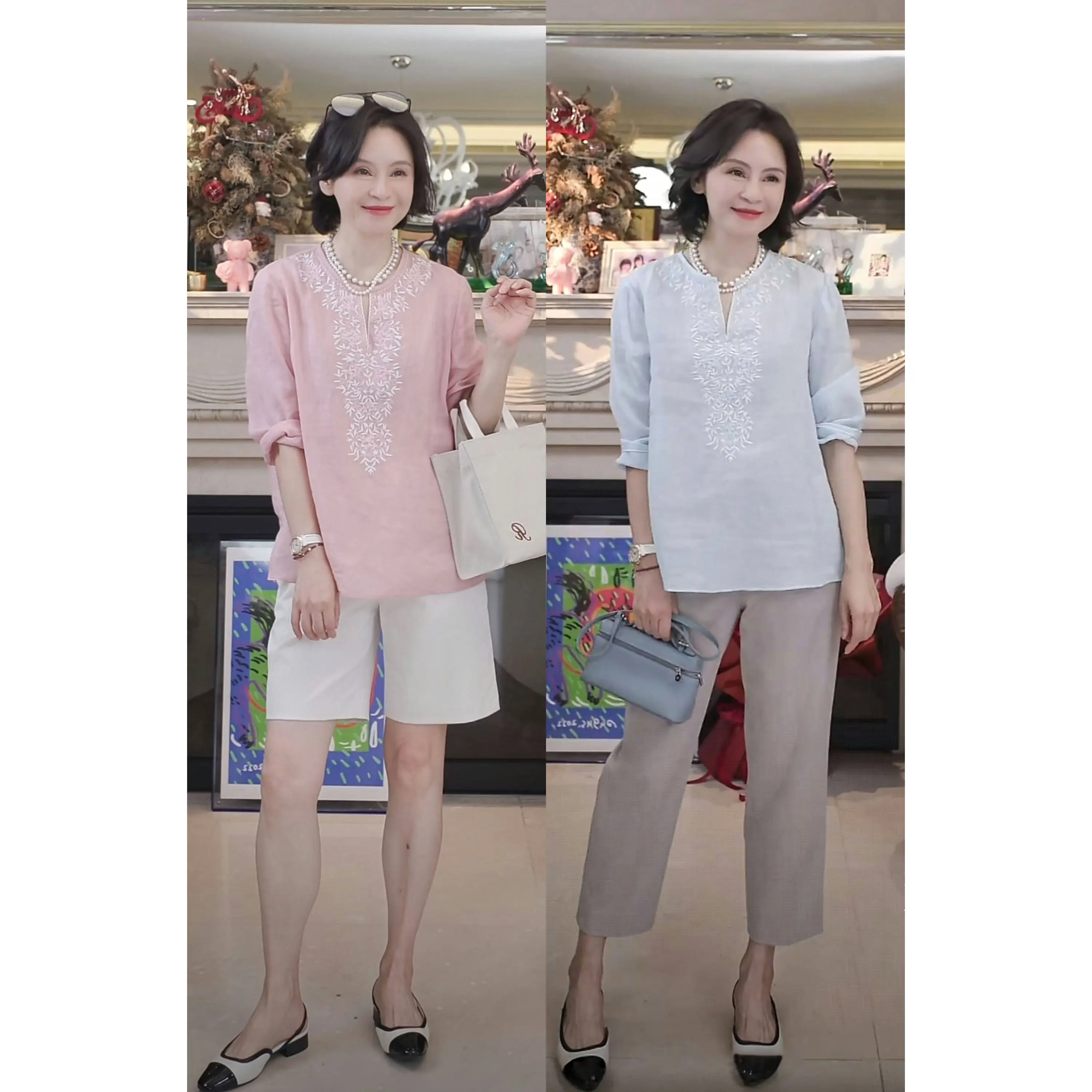 

Летняя женская блузка Ele, маленькая, розовая, из высококачественной шелковой пряжи, с 3D вышивкой, дышащая