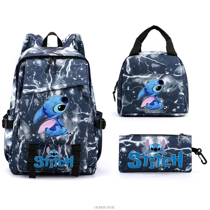 Mochila De Lilo y Stitch para hombre y mujer, morral escolar de gran capacidad, ligero, de viaje, 3 piezas