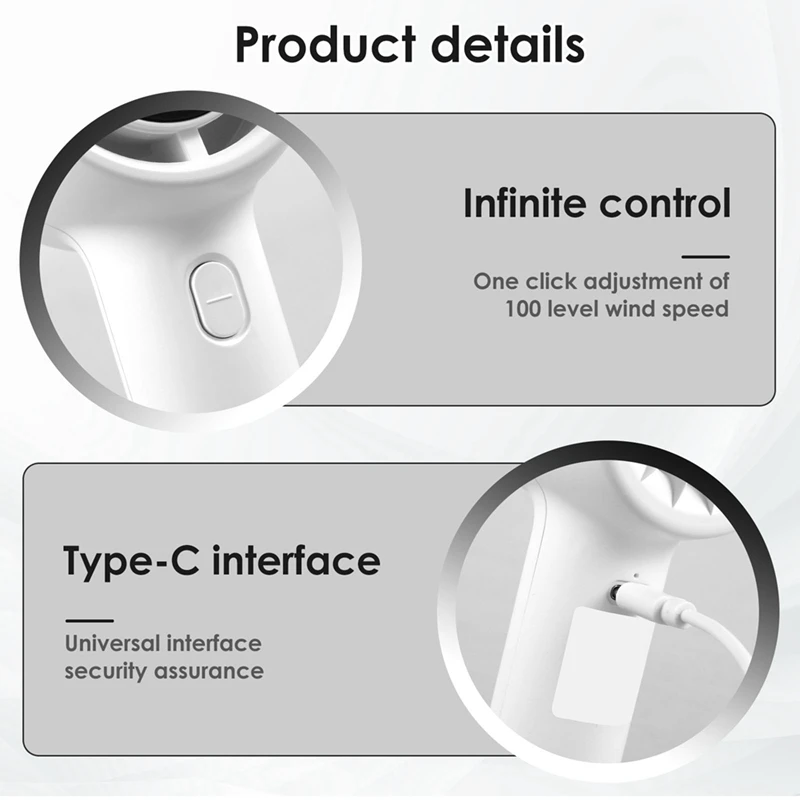 Handheld Portable High Wind Long-Lasting Desktop Silent Small Fan 3-Speed Charging Fan With Display