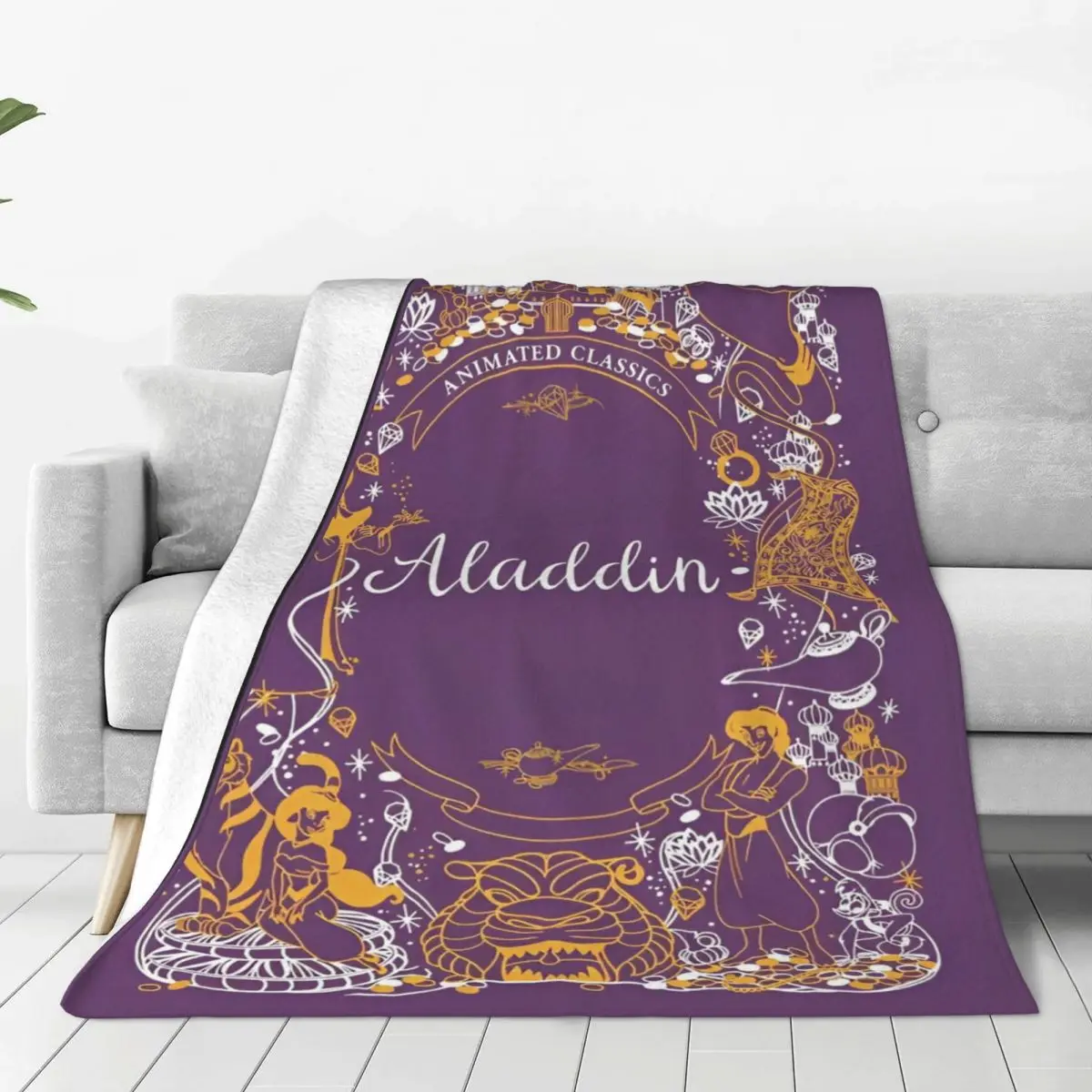 Aladdin Cartoon Movie Throw Blanket For Chair Warm Micro Flannel Bedspread Gifts For Him