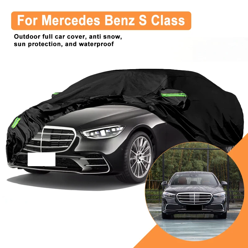 Full Car Cover For Mercedes Benz S Class(W221 W222 W223) Outdoor Snow Sun UV Dustproof with Reflective Strips Wind Straps