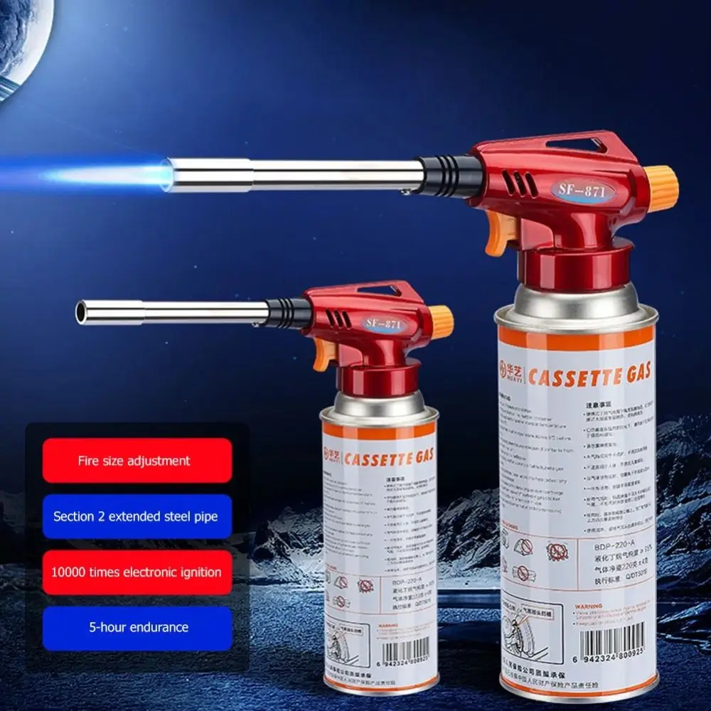 

Butane Burner Welding Fuel Torch Flame Tool Adjustable Flamethrower Cooking Torch Lighter Ignition Tool for Outdoor Camping BBQ