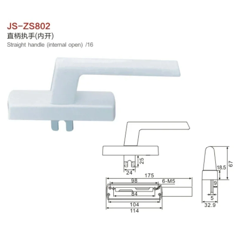 Ferramenta per finestre da balcone in alluminio con manico dritto ad alta resistenza per sole, giardino, camera da letto e cucina, design aperto interno