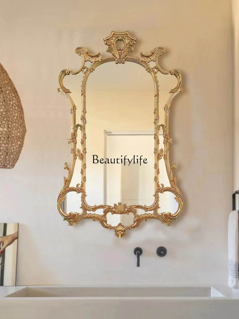 French Retro Fireplace Decorative Mirror Bathroom Wash Wall-Mounted Cosmetic Mirror