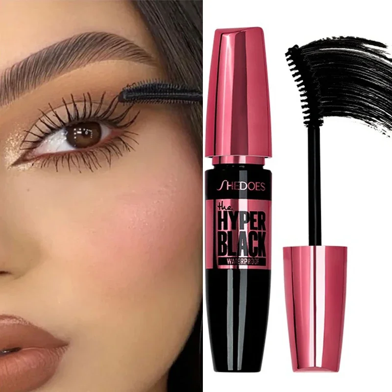 Waterproof Anti-sweat Mascara Lengthens Eyelashes Extension Black Silk Fiber Mascara Female Non-smudge Mascara Makeup Cosmetic