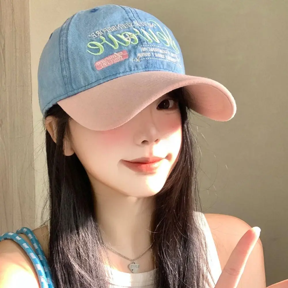 عارضة الكورية إلكتروني قبعة بيسبول التطريز Y2k بلغت ذروتها قبعة الدنيم قناع Snapback قبعة في الهواء الطلق