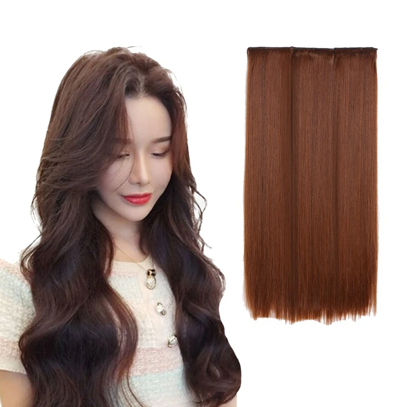 55Cm Straight Hair Three-Piece Wig Set Long Hair Wig For Women Cosplay Natural Hair Heat Resistant