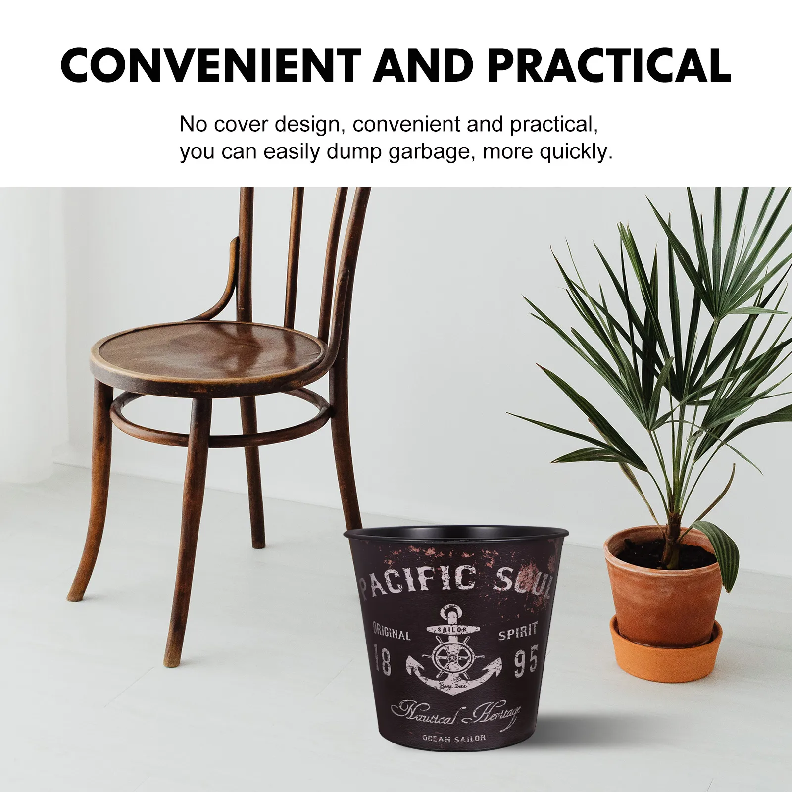 

Trash Can Office Garbage Cans Iron Kitchen Commercial Waste Basket