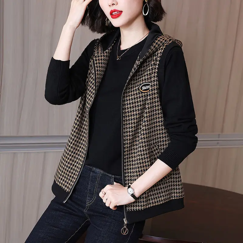 Women's Spring Autumn Plaid Vest Outerwear 2025 New Sle Mom's Faionable Oversize Versatile Cheered Jaet Top