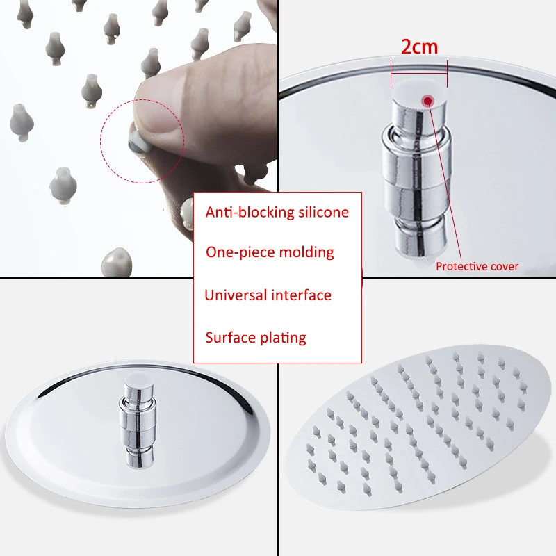 6/8 بوصة مربع مستدير 201/304 الفولاذ المقاوم للصدأ سقف دش رئيس المطر العلوي الأمطار الكروم المرحاض للحمام اكسسوارات الحمام