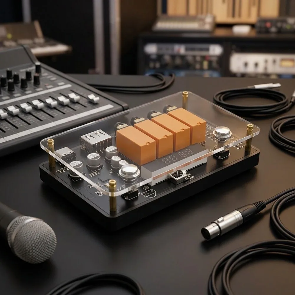 4 Channel Wireless Audio For Switcher for Compatible with 3.5mm Devices Featuring USB Local Playback and Remote Control