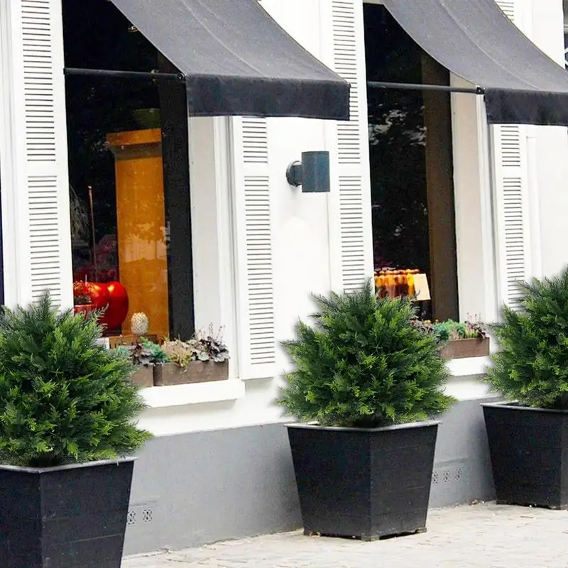 

Faux Cedar Tree Fake Bushes Cypress Plants 2 Ft UV Resistant Realistic Evergreen Tree With Ground Spike For Porch Entryway