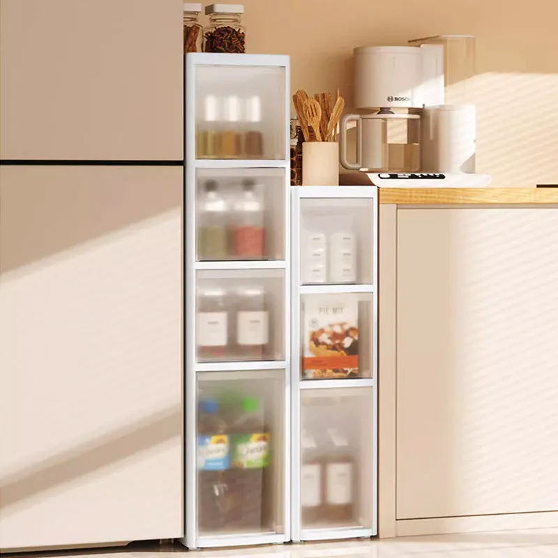 Ultra Narrow Gap Floor Cabinet BesideFridge Kitchen Bath Multi-useHousehold Space Saving Narrow SideStorage Organizer Rack Decor