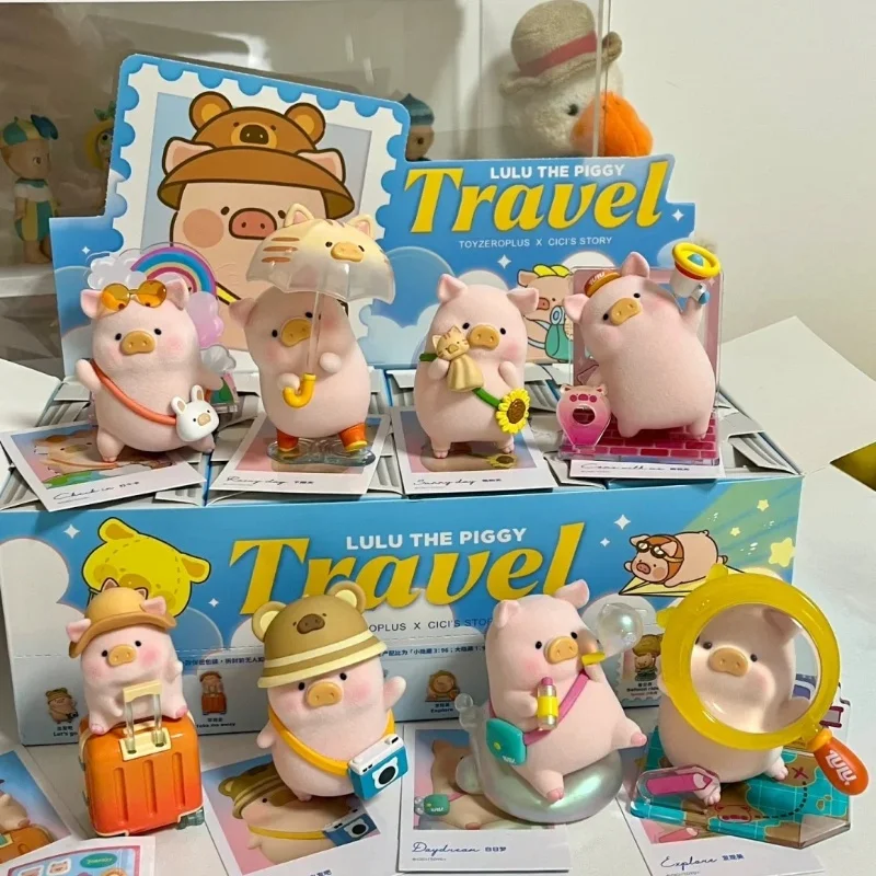 In Stock Lulu The Piggy Travel Series Kawaii Piggy Anime Figure Model Pvc Blind Box Children'S Toy Girlfriend Birthday Gift