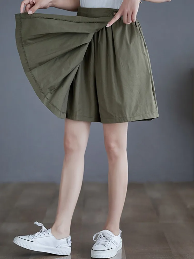 Women Casual Shorts Skirts New Arrival 2023 Summer Korean Style Solid Color Pleated High Waist Female Short Pants B2867