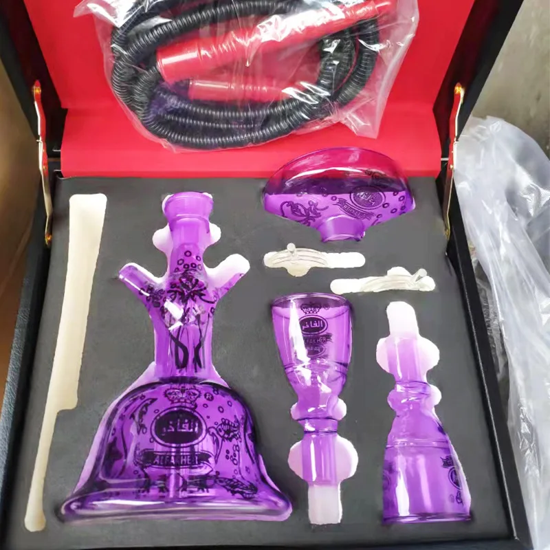 

Arabic shisha full set of color frosted hookah dubai al fakher full glass hookah with suitcase