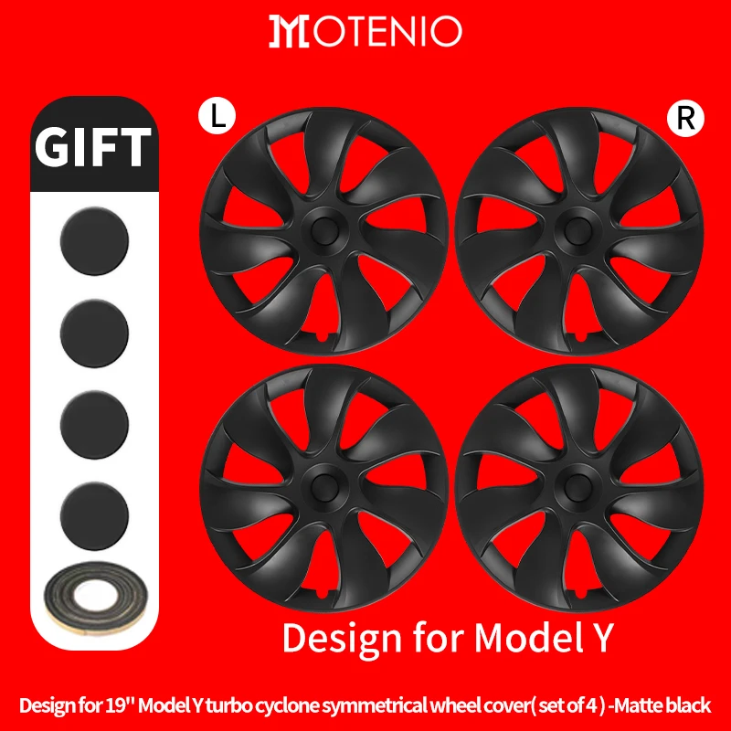 4-delige Storm Wielkapset voor Tesla Model Y 2020–2024 – 19 Inch – Volledige Wielbedekking – Auto Accessoires