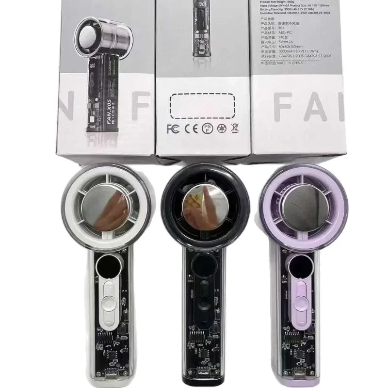 X05 Ice Cooling Handheld Fan USB Rechargeable Portable High‑Speed Mini Personal Cooling Fan