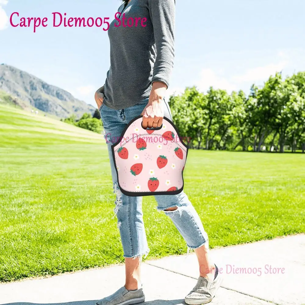 Neoprene Lunch Bags Insulated Cute Lunch Box Tote Reusable Waterproof Cooler Handbag For Work School Picnic-Donuts