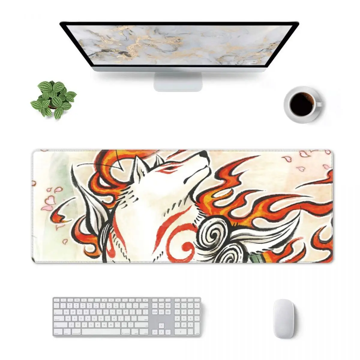 Okami Wolf God Spirit Japanese Aesthetic Rubber Keyboard Pads