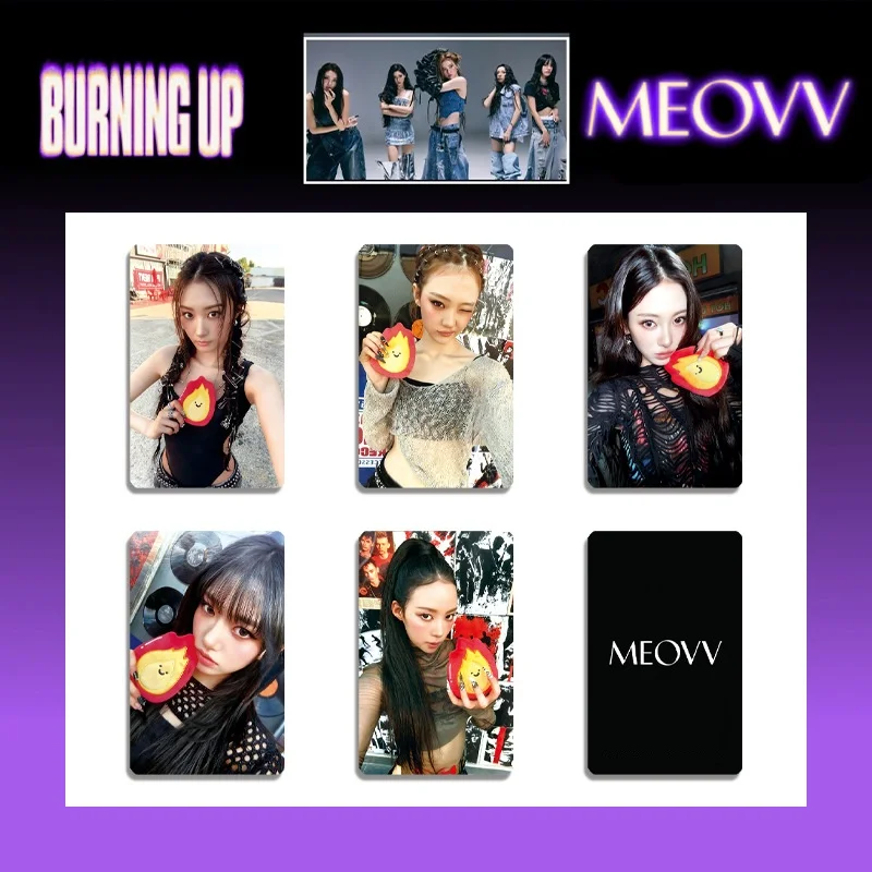 5pcs/Set Kpop MEOVV Album BURNING UP Photocards Double Sides Printing Matte Film LOMO Card Anna Narin Gawon Fans Collection Gift
