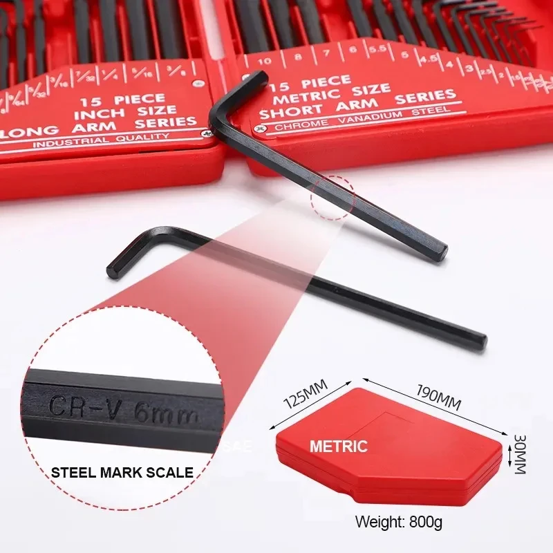 30 Pcs Allen Wrench Set Long Arm Hex Key Allen Wrench 0.028\