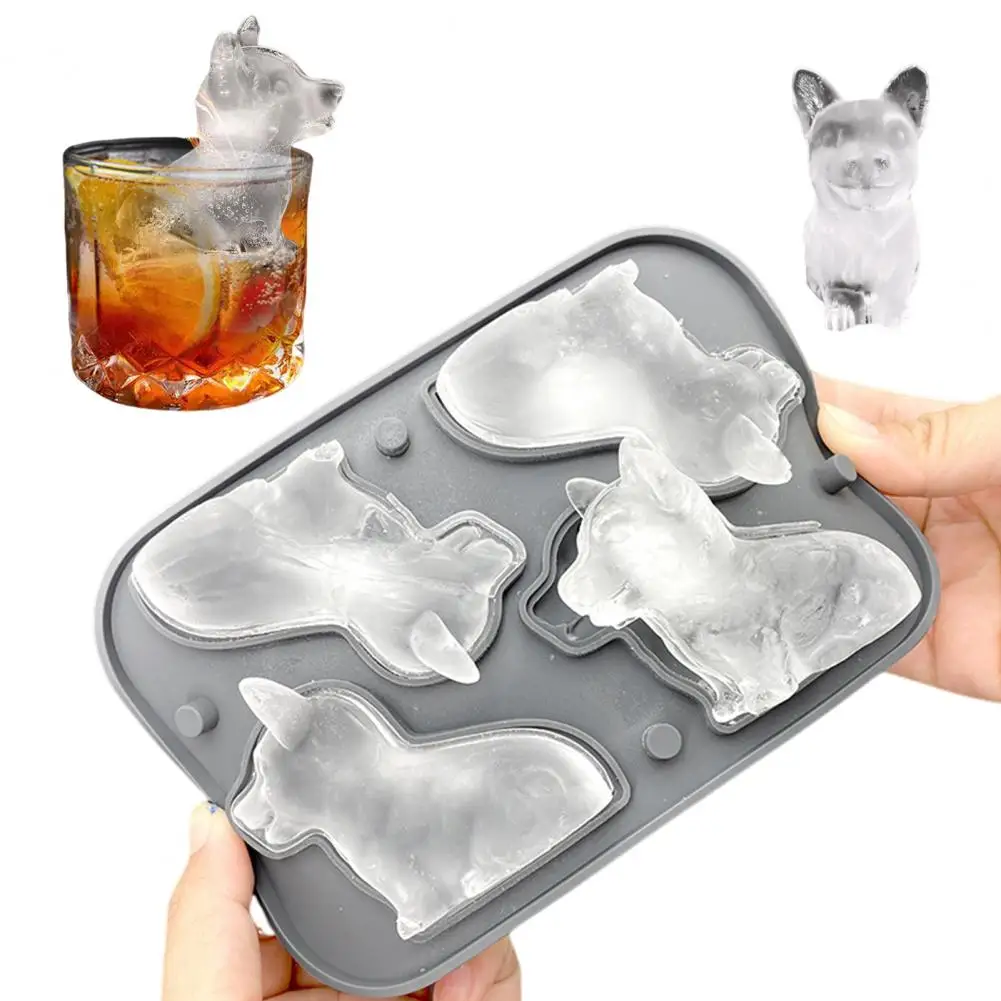 Corgi Dog Ice Cube Mold Silicone Ice Cube Trays Whiskey Cocktails Bourbon BPA Free Silicone With Built-in Funnel For DIY Drinks