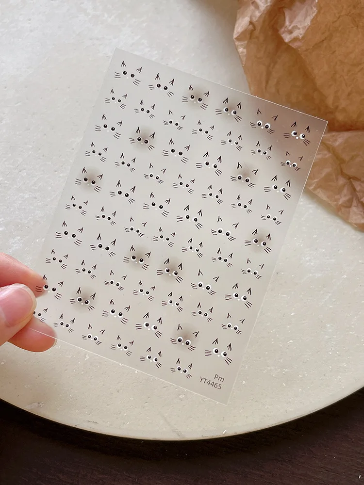 Leuke kat nagelsticker watersticker nagelkunst reliëfsticker druk op schattige expressie sticker stickers nageldecoratie