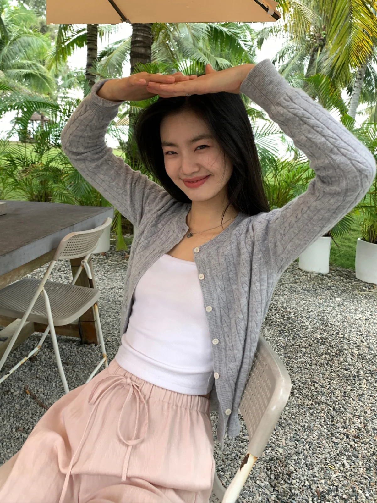 Pusumede Red Twisted Knitted Cardigan Women's Spring Autumn Short round Neck Versatile Sweater Jacket Ladies Fashion Wool Blend