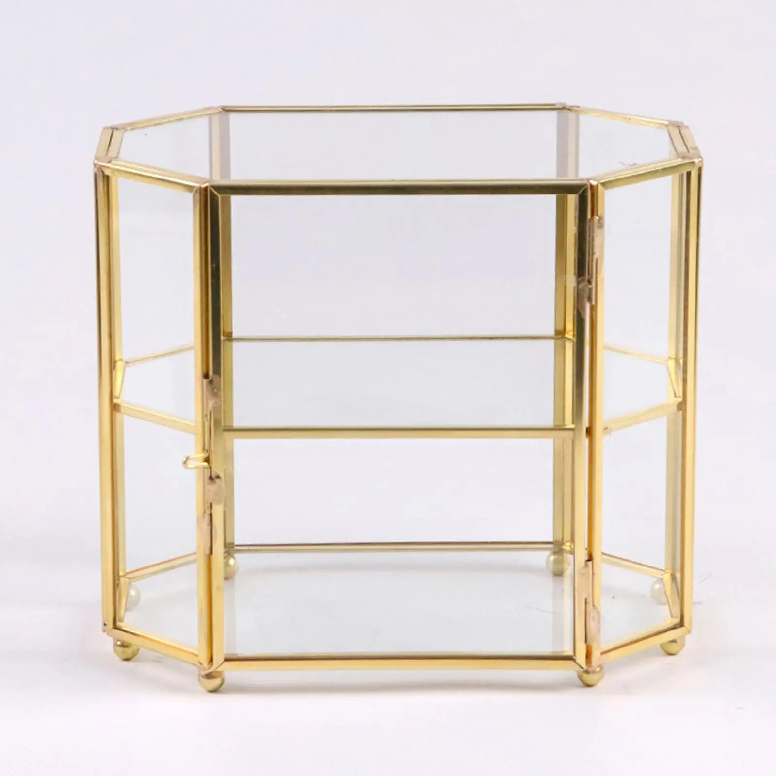 

Настольный ящик для хранения косметики из прозрачного стекла, латунная рамка для подарков на День святого Валентина