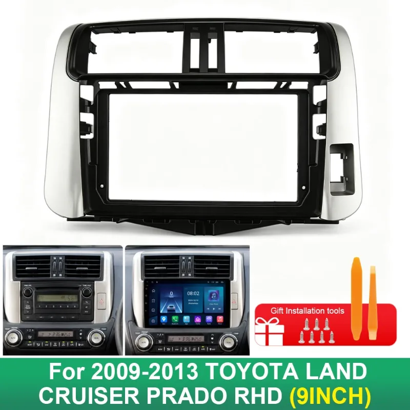 9 Inch Car Radio Fascia Frame For Toyota Land Cruiser Prado 2009-2013 RHD Android Stereo Dashboard Panel Trim