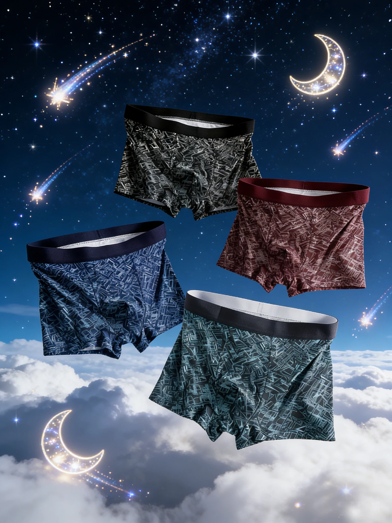 4-piece men's underwear, large size, fashionable and trendy men's briefs, 4-color combination set, size XS- XL, all-season style