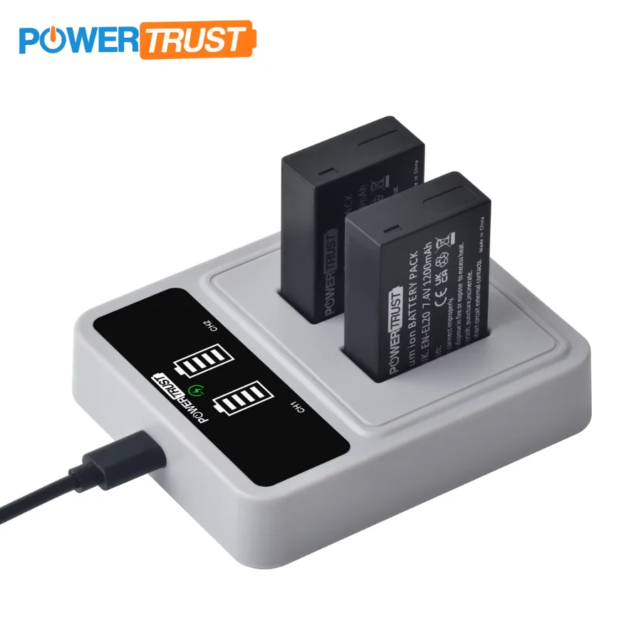PowerTrust 1200mAh EN-EL20 EN-EL20a EN EL20 ENEL20 Batery For NIKON Coolpix P1000 P950 1 J1 1 J2 1 J3 1 S1, 1 V3, 1 AW1 Camera