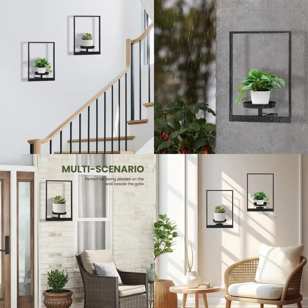 

Wall Plant Holder Window Plant Shelves Set o 2, Wall Planters or Indoor Plants - Premium Metal Hanging Plant Holder or Indoor Ou