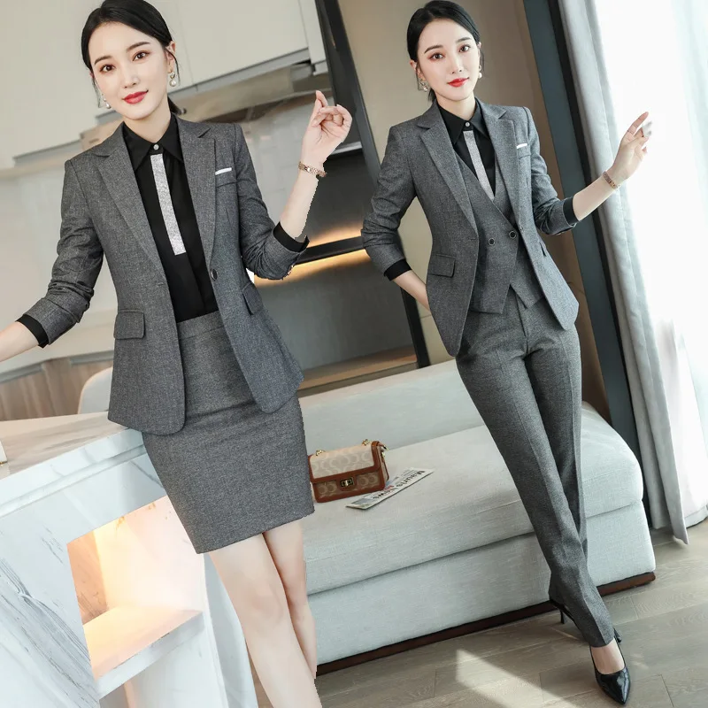 

High-End Suit Women's Business Wear Front Desk Frock Spring and Autumn Fashion Temperament Goddess Style Formal Suit Work Clothe