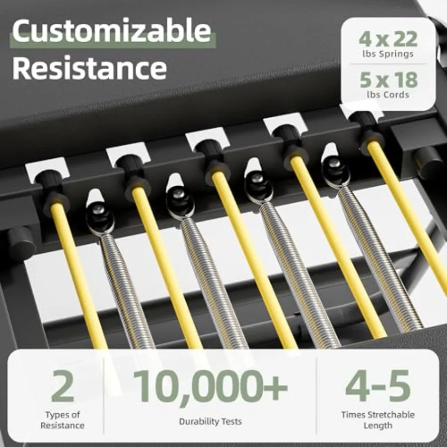 آلة بيلاتيس قابلة للطي مع نوابض وحبل مزدوج المقاومة للاستخدام المنزلي مناسبة للمستخدمين المتقدمين والمبتدئين S