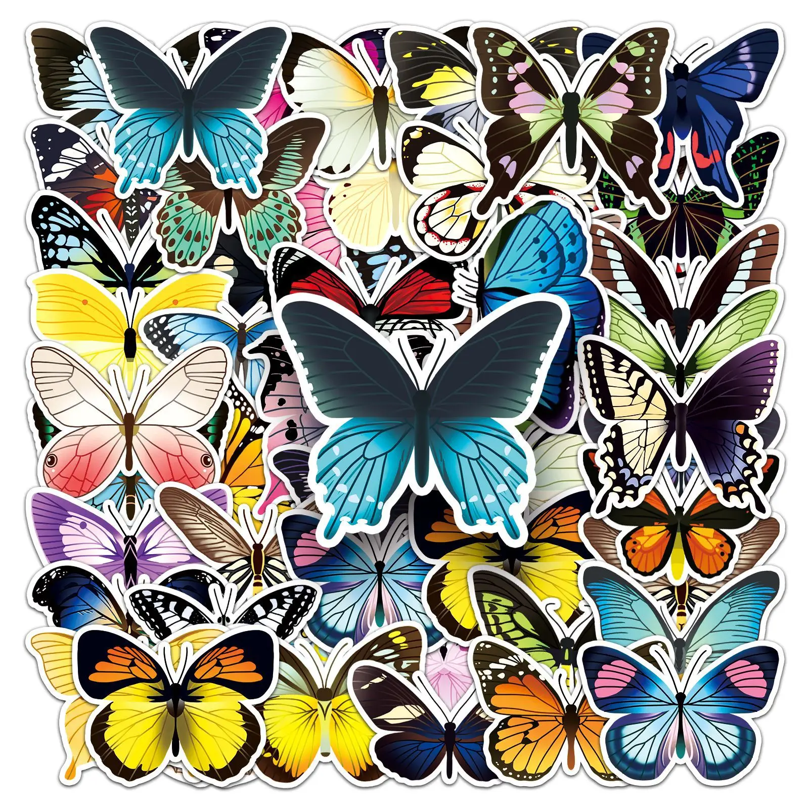 

50PCS Butterfly Stickers Cartoon Insects DIY Decorative Laptop Luggage Stationery iPad Waterproof Waterproof Stickers Kids Toy